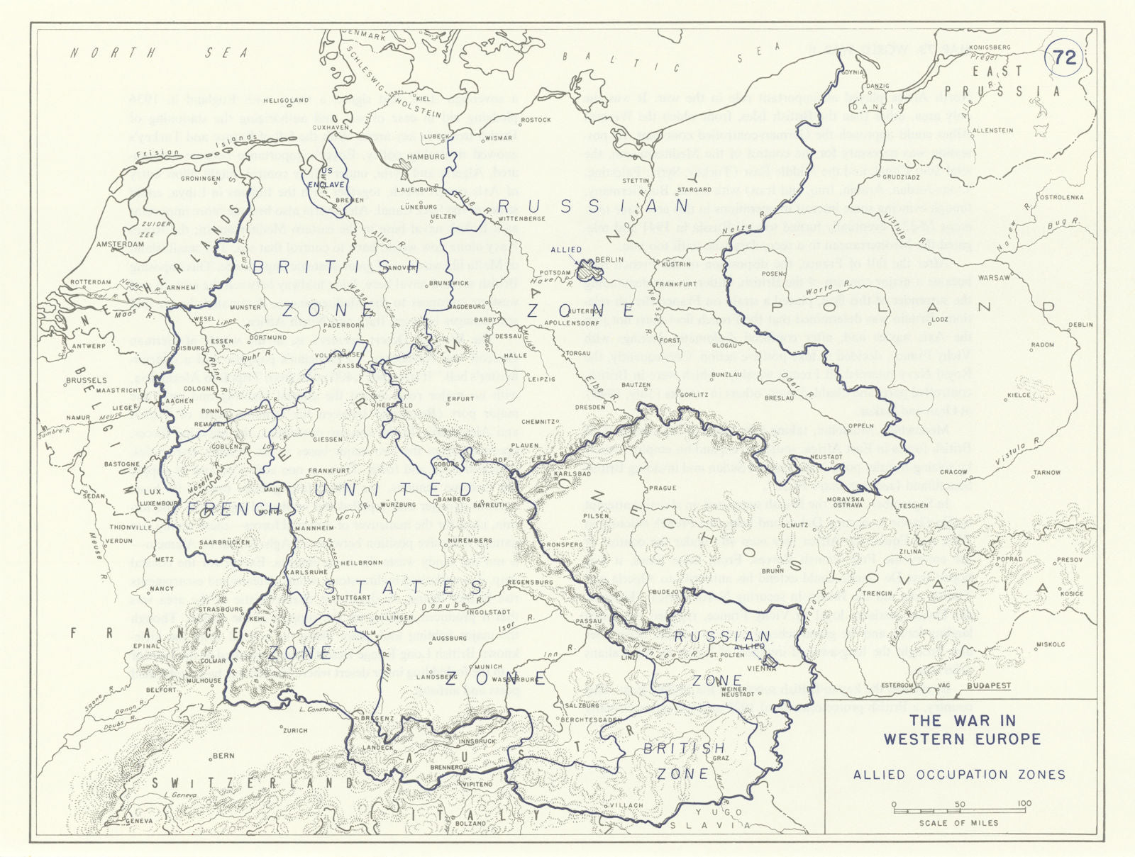 World War 2. Germany & Austria 1945. Allied Occupation Zones 1959 old map